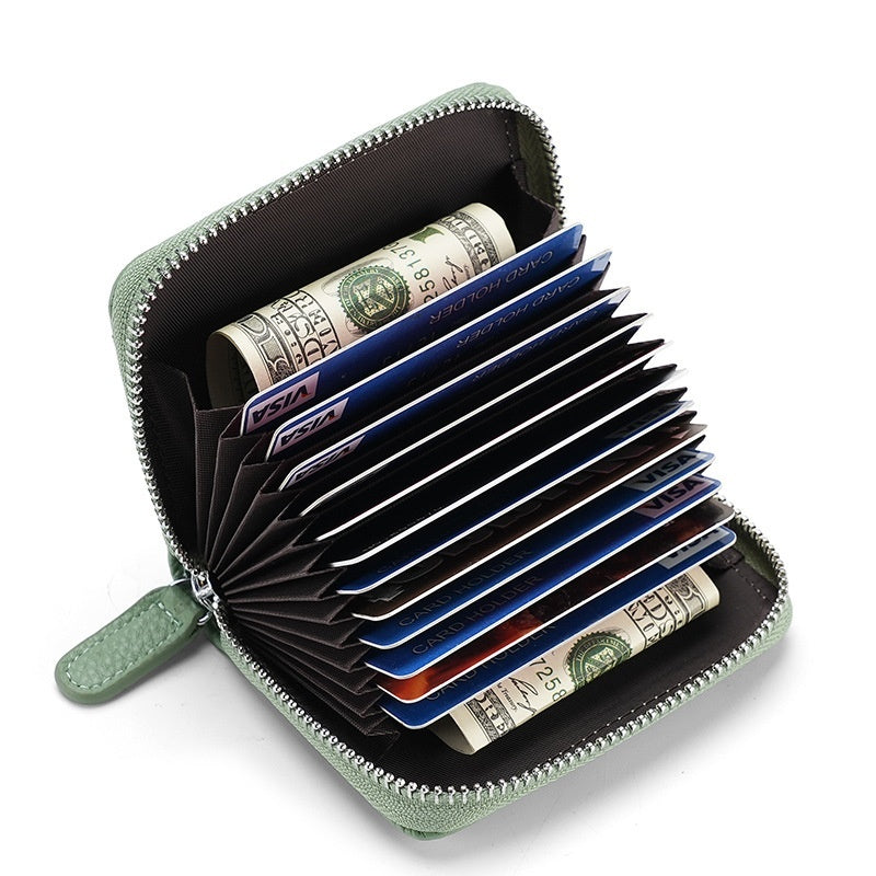 Small Wallets 2024 RFID Genuine Leather Card Wallet Men Women Purse With Coin Pocket Zipper Credit Card Holder Small Wallets Bags