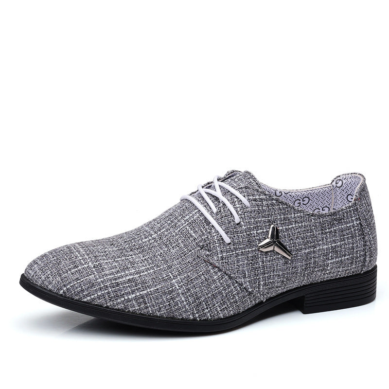 Pointed Canvas Shoes Men's Plus Size Cloth Breathable Pointed Linen Canvas Shoes