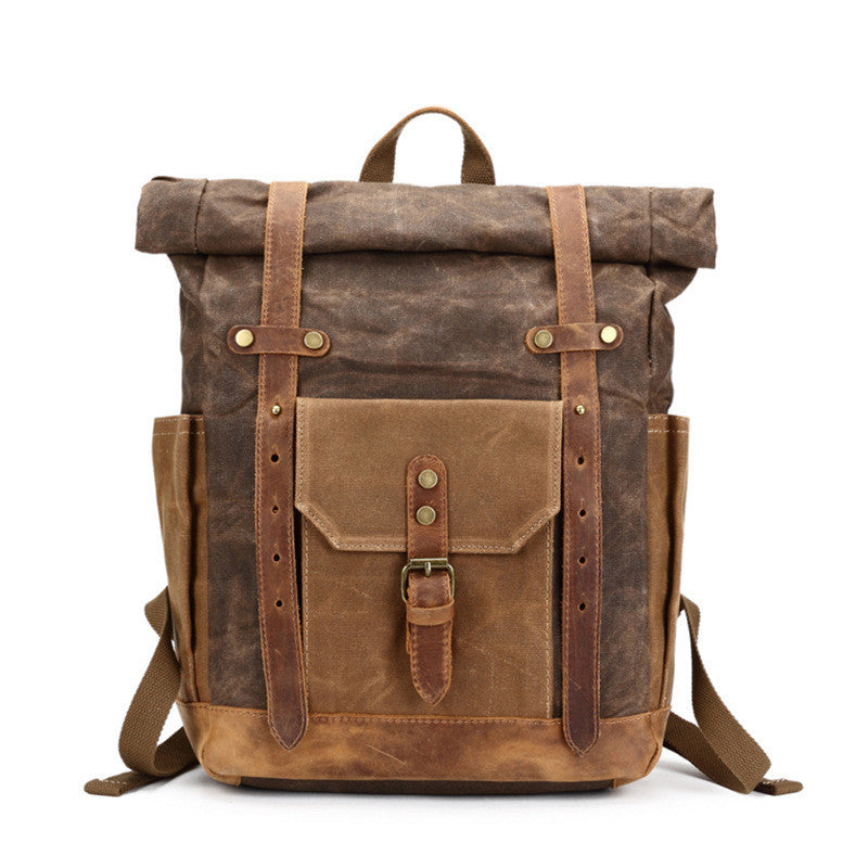 Laptop Bag Men's Fashion Vintage Leather Canvas Laptop Bag