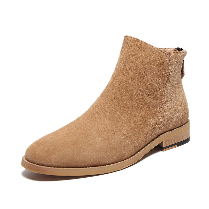 Genuine Leather Men's Boots High-top Platform Frosted Men's Boots