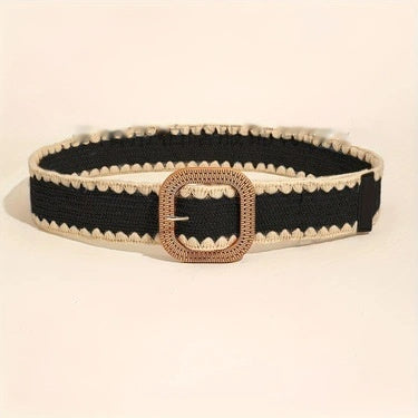 European And American Wooden Buckle Elastic Pp Grass Belt - sumet.shop