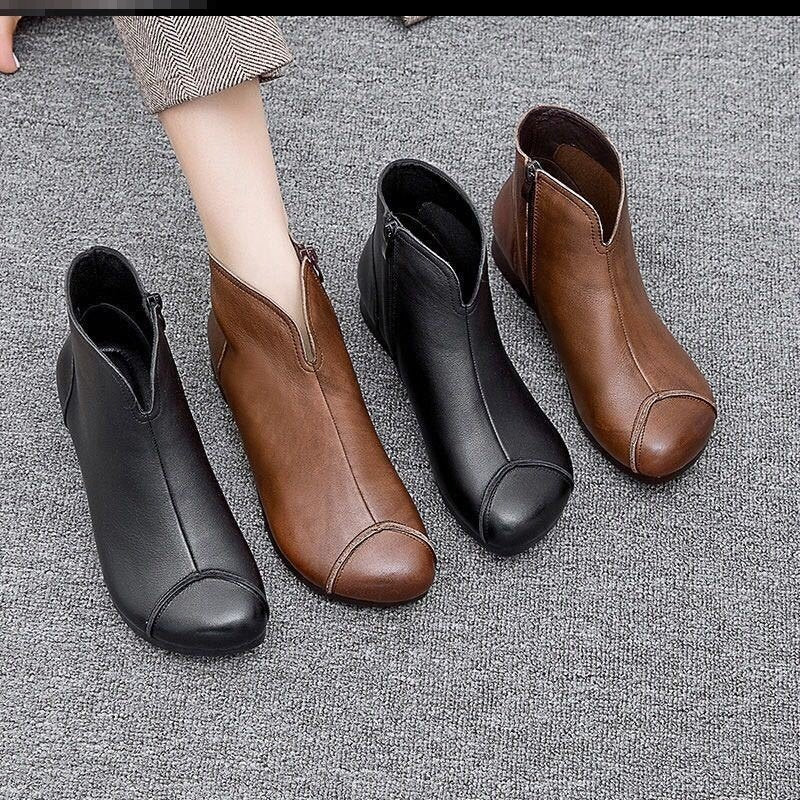 Soft Leather Women's Shoes Martin Boots Retro Handmade Soft Shoes