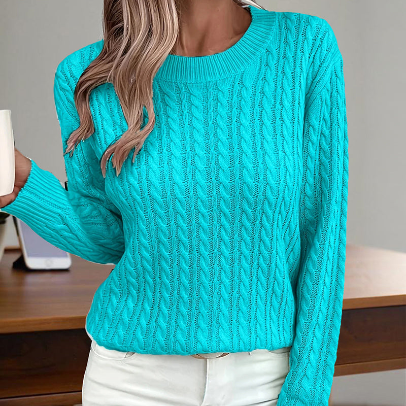 Women's Textured Long Sleeve Sweater Crewneck Pullover Dressy Casual Fall