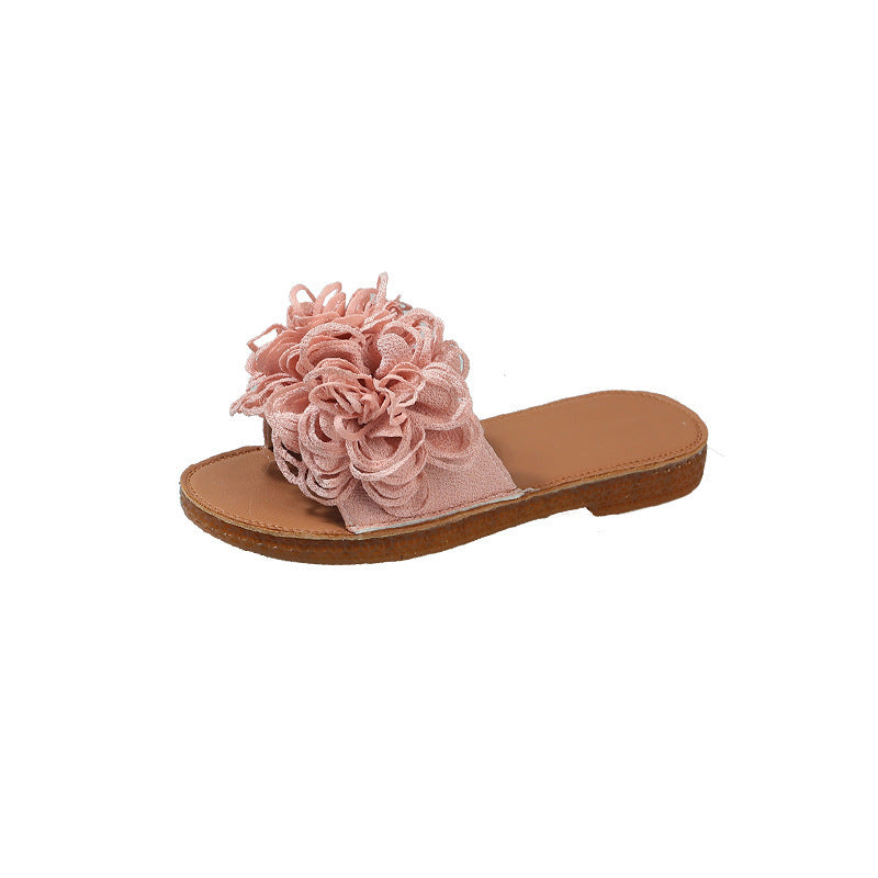 Flat Slippers Flower Soft Bottom Outdoor Flat Slippers