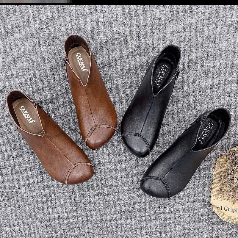 Soft Leather Women's Shoes Martin Boots Retro Handmade Soft Shoes
