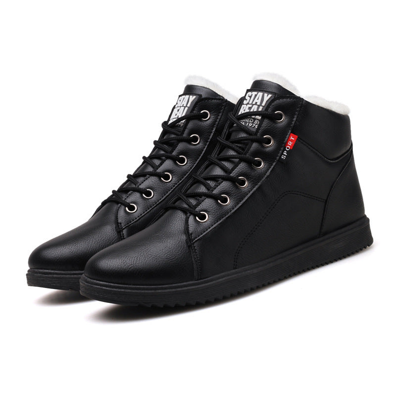 Men's cotton boots plus velvet warm mid-cut shoes men's Martin boots
