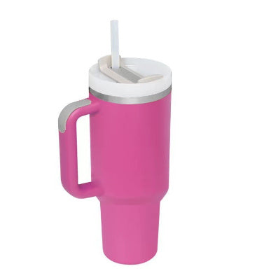 Vacuum Coffee Cup 40 Oz Tumbler With Handle Straw Insulated, Stainless Steel Spill Proof Vacuum Coffee Cup Tumbler With Lid Tapered Mug Gifts For Valentine Lover Suitable For Car Gym Office Travel