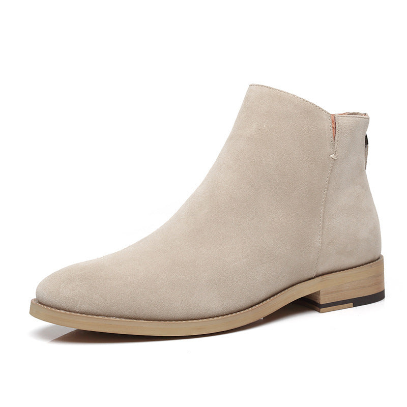 Genuine Leather Men's Boots High-top Platform Frosted Men's Boots