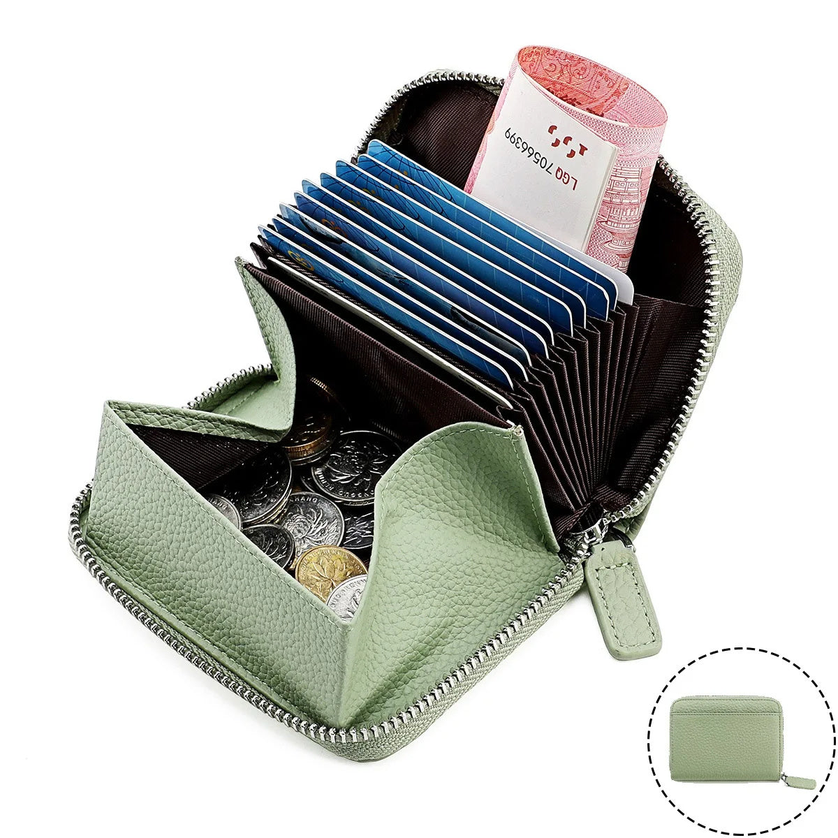 Small Wallets 2024 RFID Genuine Leather Card Wallet Men Women Purse With Coin Pocket Zipper Credit Card Holder Small Wallets Bags