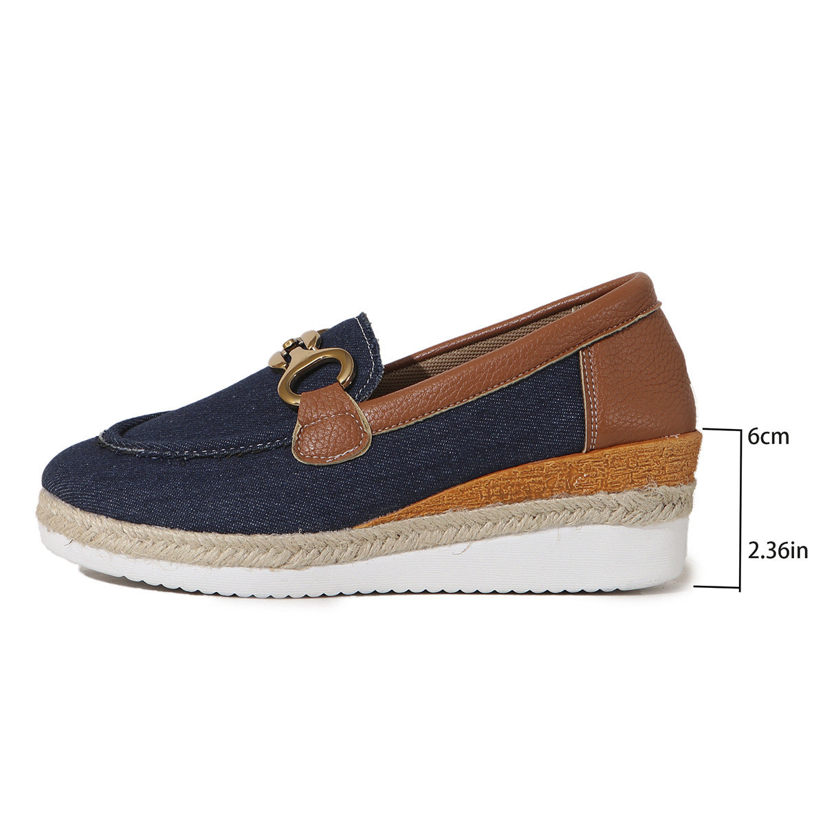 Platform Loafers Loafers Casual Pumps Women's Outer Wear Horsebit Buckle Wedge Platform Loafers Slip-on Lazy Shoes