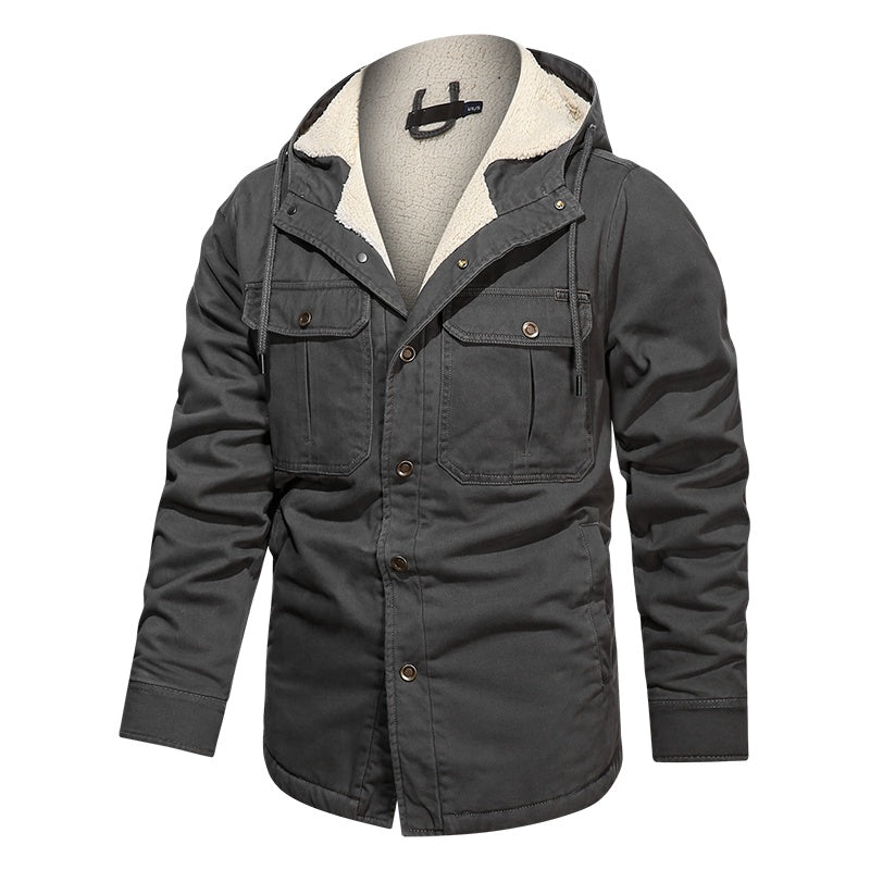 Men Cotton Jacket Winter Thick Warm Parkas Male Plus Velvet Casual Hooded Coat - sumet.shop