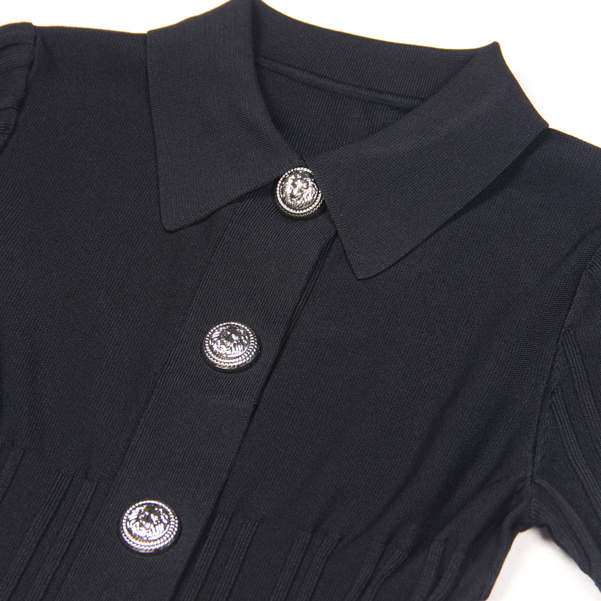 Line Dress Women Fashion High Quality Knitted Lapel Slim Fit Slimming A- Line Dress Women