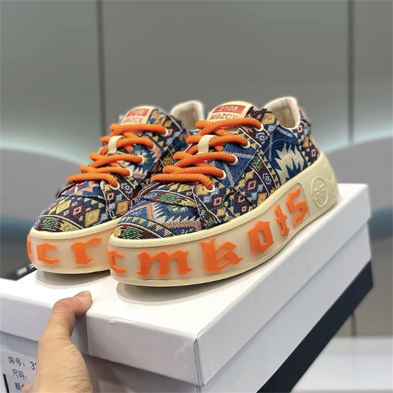 Versatile Cloth Shoes Breathable Low Top Printed Board Shoes Men's Versatile Cloth Shoes