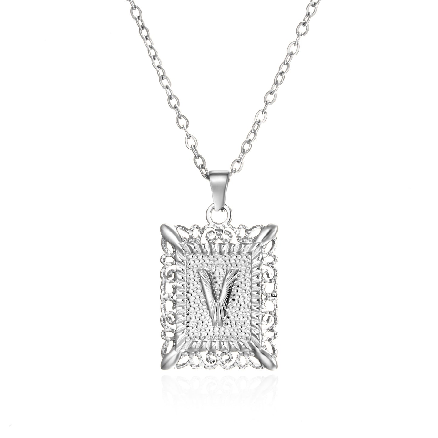 Stainless Steel 26 Letters Titanium Steel Square Pendant - sumet.shop