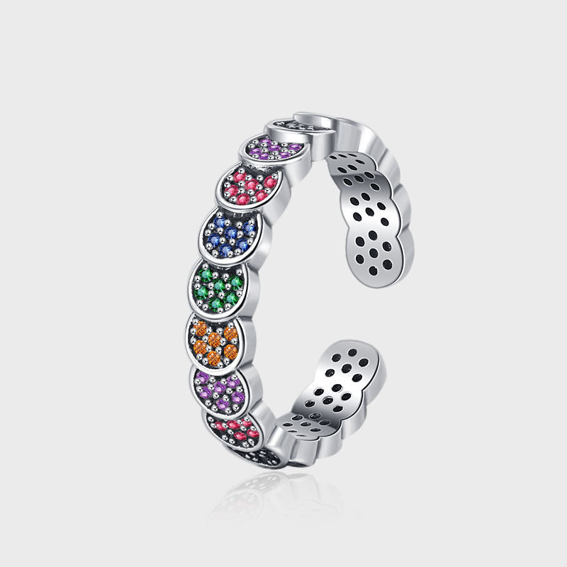 Ring Women's Retro Scale Design 925 Sterling Silver Color Diamond Index Finger - sumet.shop