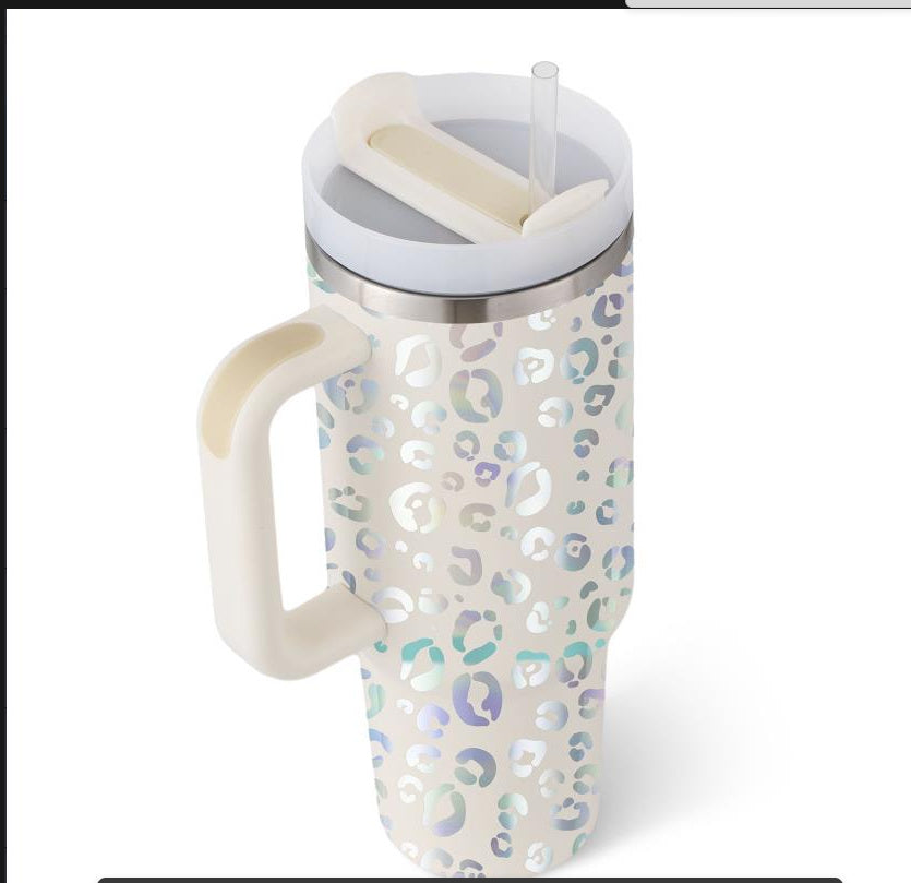 Vacuum Coffee Cup 40 Oz Tumbler With Handle Straw Insulated, Stainless Steel Spill Proof Vacuum Coffee Cup Tumbler With Lid Tapered Mug Gifts For Valentine Lover Suitable For Car Gym Office Travel