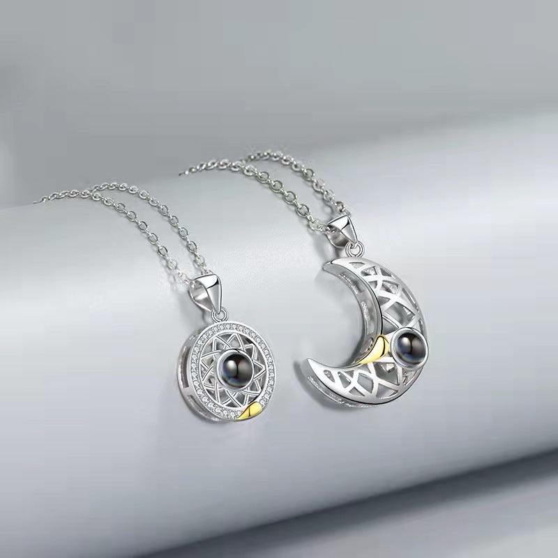Sun Moon Projection Necklace In 100 Languages