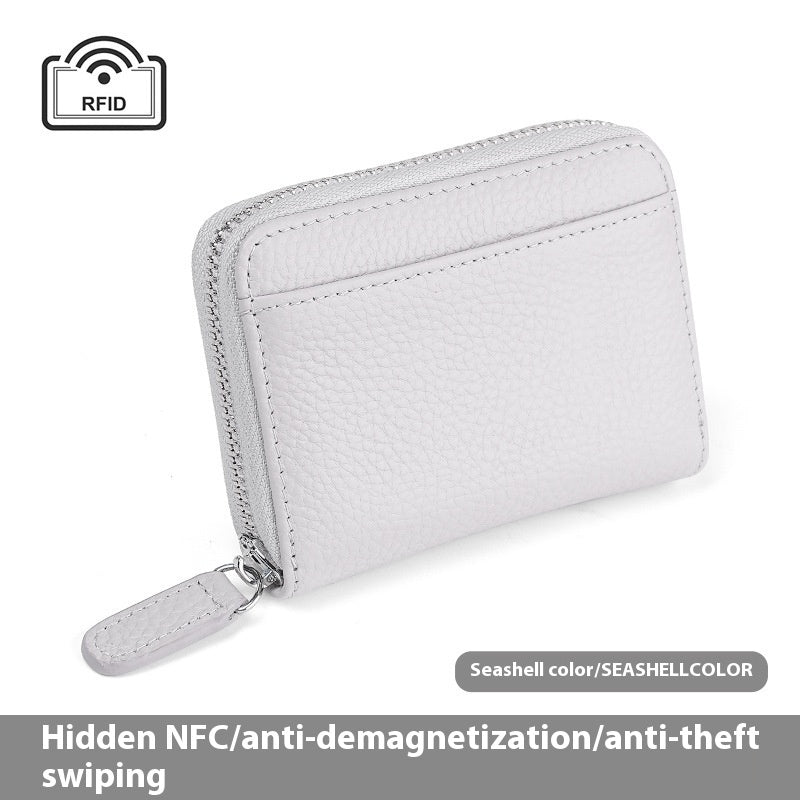 Small Wallets 2024 RFID Genuine Leather Card Wallet Men Women Purse With Coin Pocket Zipper Credit Card Holder Small Wallets Bags