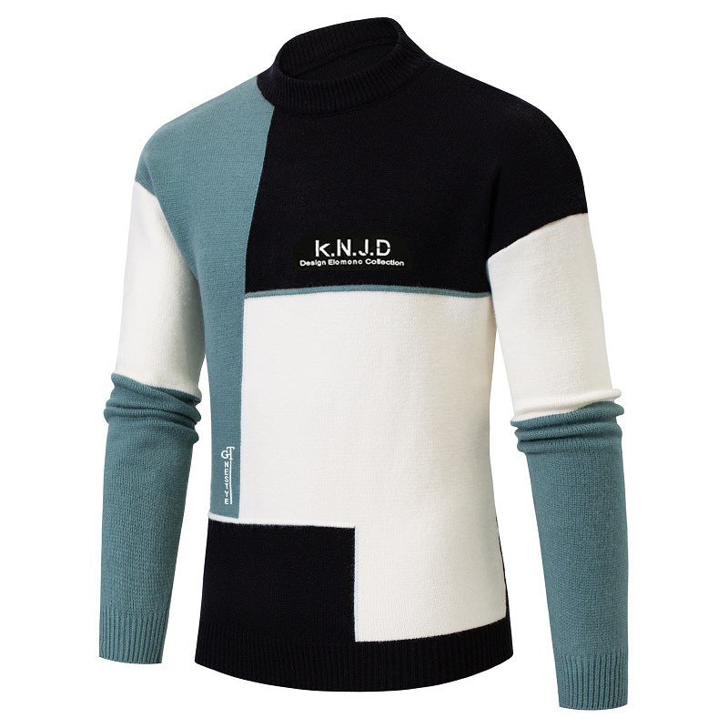 turtleneck Sweater Men's Multi-colored Half-turtleneck Sweater