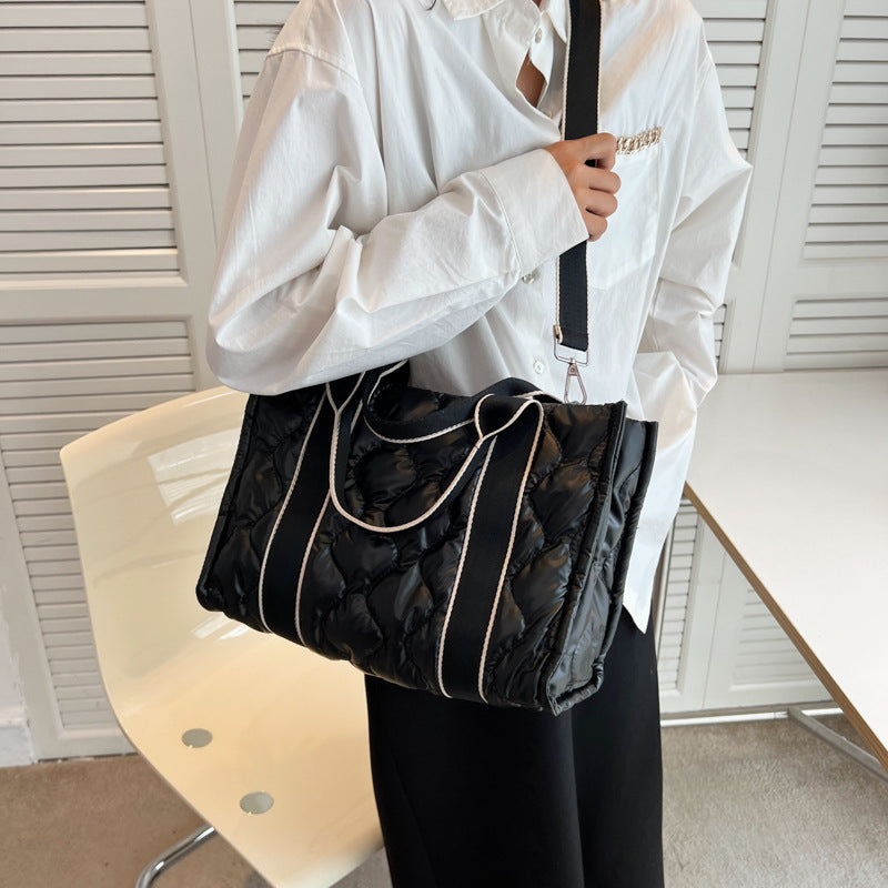 Handbags For Women Rhombus Sewing Tote Bag Winter Designer Luxury Down Shoulder Bag High Capacity Commuting Personalized Handbags For Women