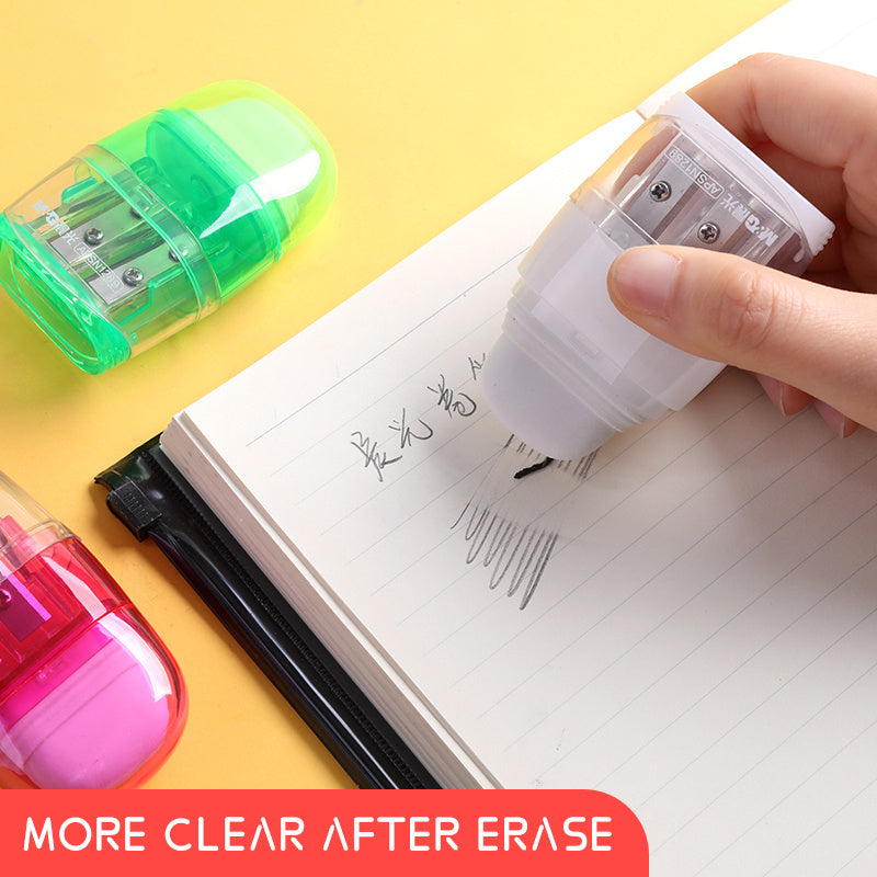 Two-hole Pencil Sharpener Two-in-one Student Wipe Clean