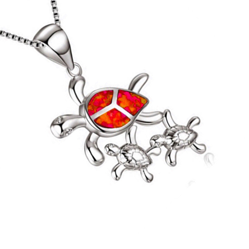 Necklace Three turtles female necklace silver pendant
