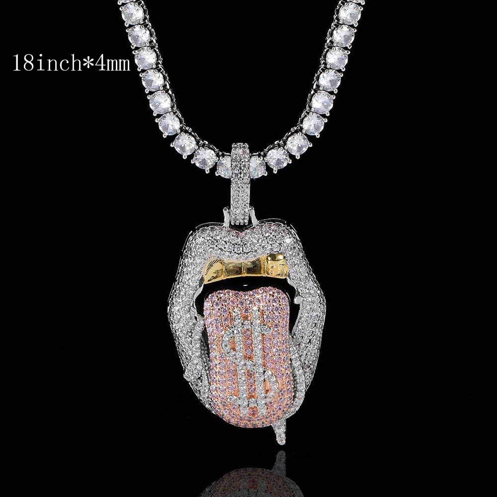 Pendant Necklace Micro Zircon Mouth Tongue Pendant Necklace