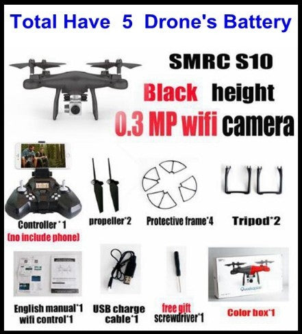 Drone Helicopter UAV Sales Promotion WiFi 2MP Camera With S10 SMRC FPV Quadcopter Drone Helicopter UAV Micro Remote Control Toy RACER KIT Aircraft