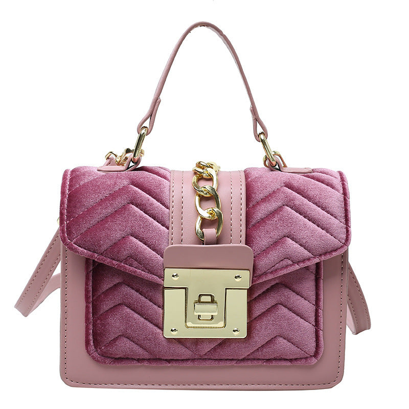New Fashion Velvet Ladies Portable Lock One-shoulder Messenger Bag