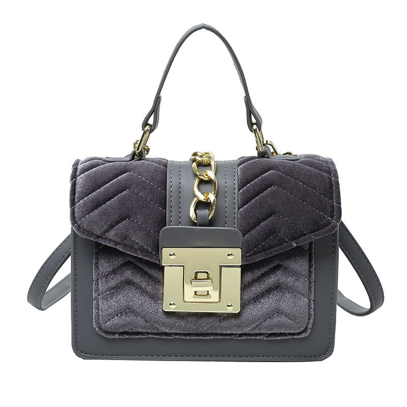 New Fashion Velvet Ladies Portable Lock One-shoulder Messenger Bag