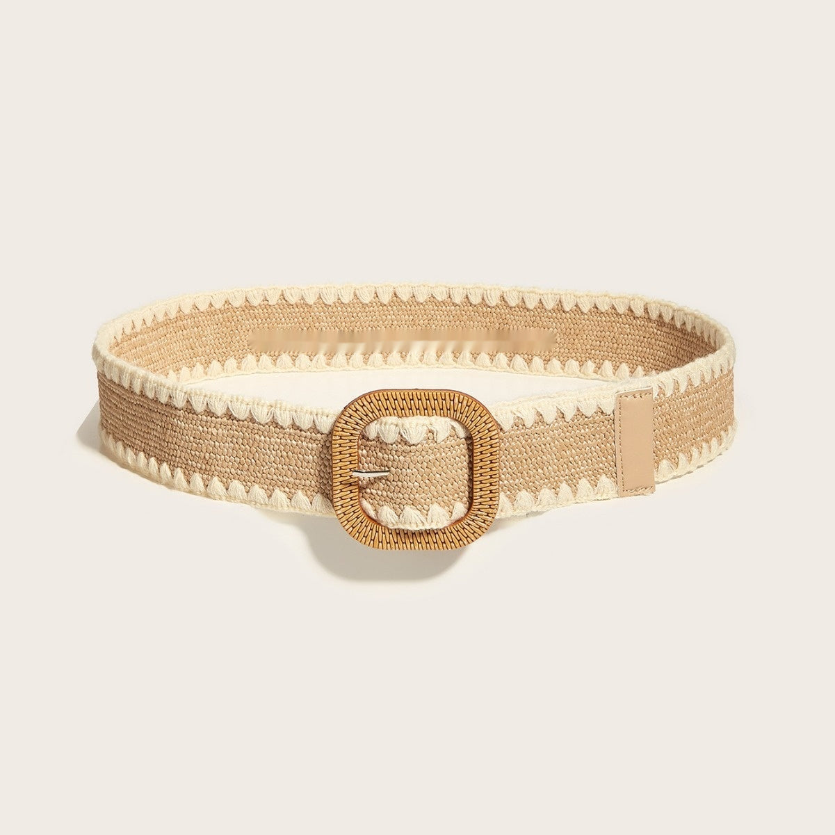 European And American Wooden Buckle Elastic Pp Grass Belt - sumet.shop