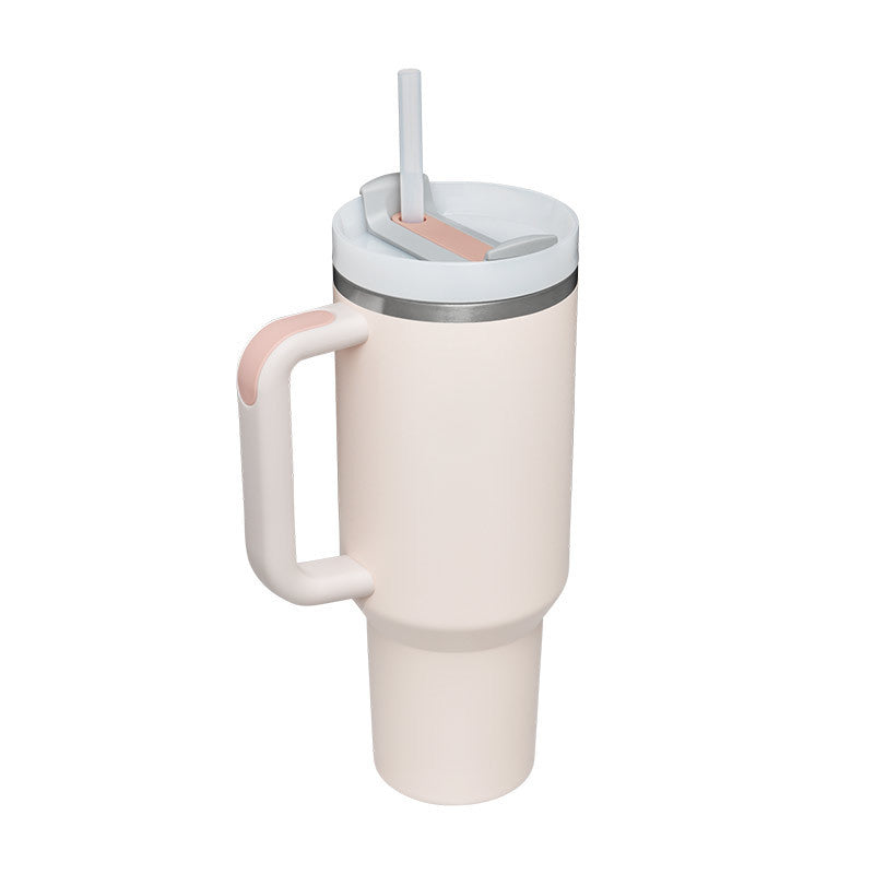Vacuum Coffee Cup 40 Oz Tumbler With Handle Straw Insulated, Stainless Steel Spill Proof Vacuum Coffee Cup Tumbler With Lid Tapered Mug Gifts For Valentine Lover Suitable For Car Gym Office Travel