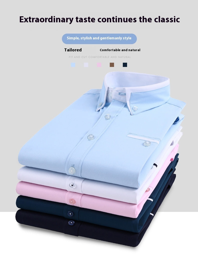 Short-sleeved Short Sleeve Men Clothing Shirt Slim-fitting Iron-free Casual - sumet.shop