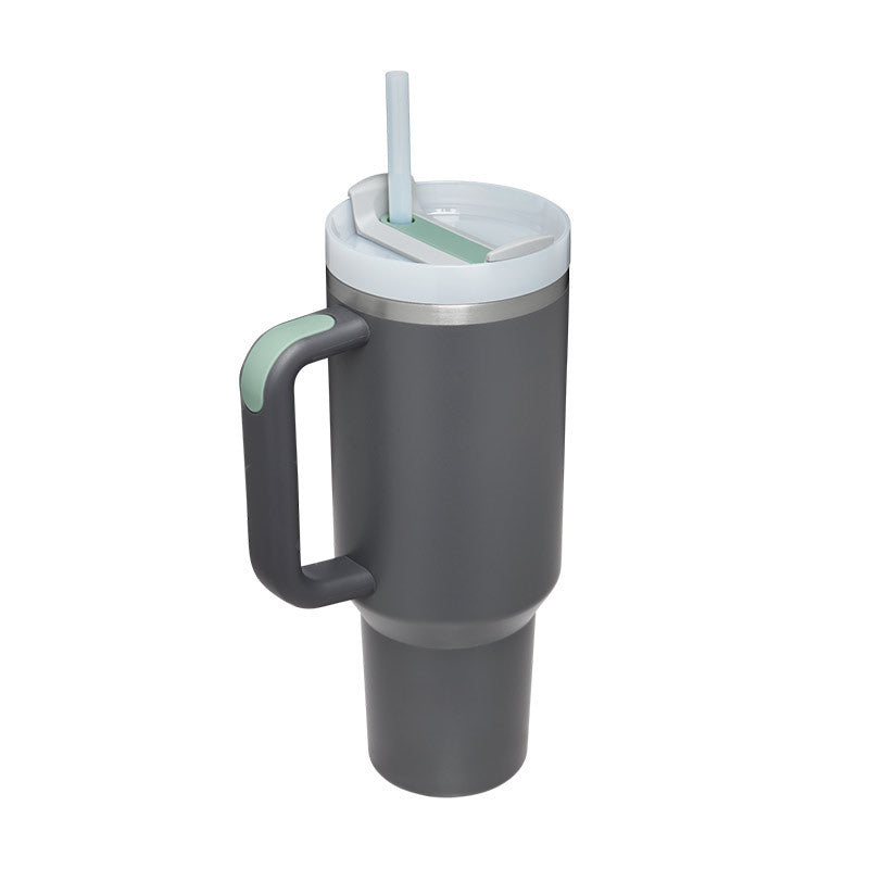 Vacuum Coffee Cup 40 Oz Tumbler With Handle Straw Insulated, Stainless Steel Spill Proof Vacuum Coffee Cup Tumbler With Lid Tapered Mug Gifts For Valentine Lover Suitable For Car Gym Office Travel