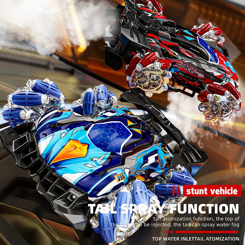 Stunt Remote Control Car F1 RC Gesture Sensing Stunt Remote Control Car Light Music Four-Wheel Drive Off-Road Racing Toy Simulated Spray Children's Toy Gift