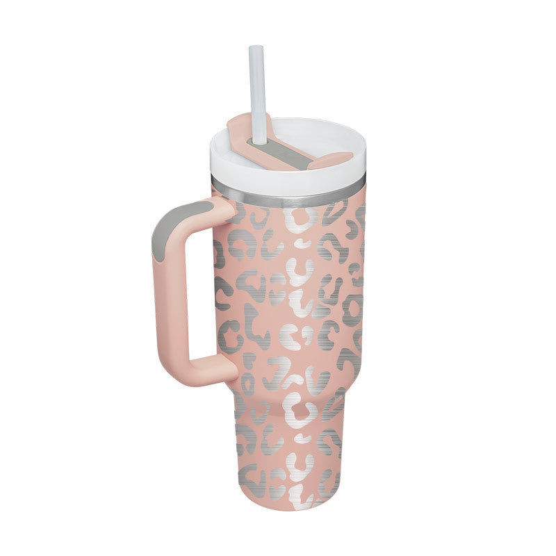 Vacuum Coffee Cup 40 Oz Tumbler With Handle Straw Insulated, Stainless Steel Spill Proof Vacuum Coffee Cup Tumbler With Lid Tapered Mug Gifts For Valentine Lover Suitable For Car Gym Office Travel