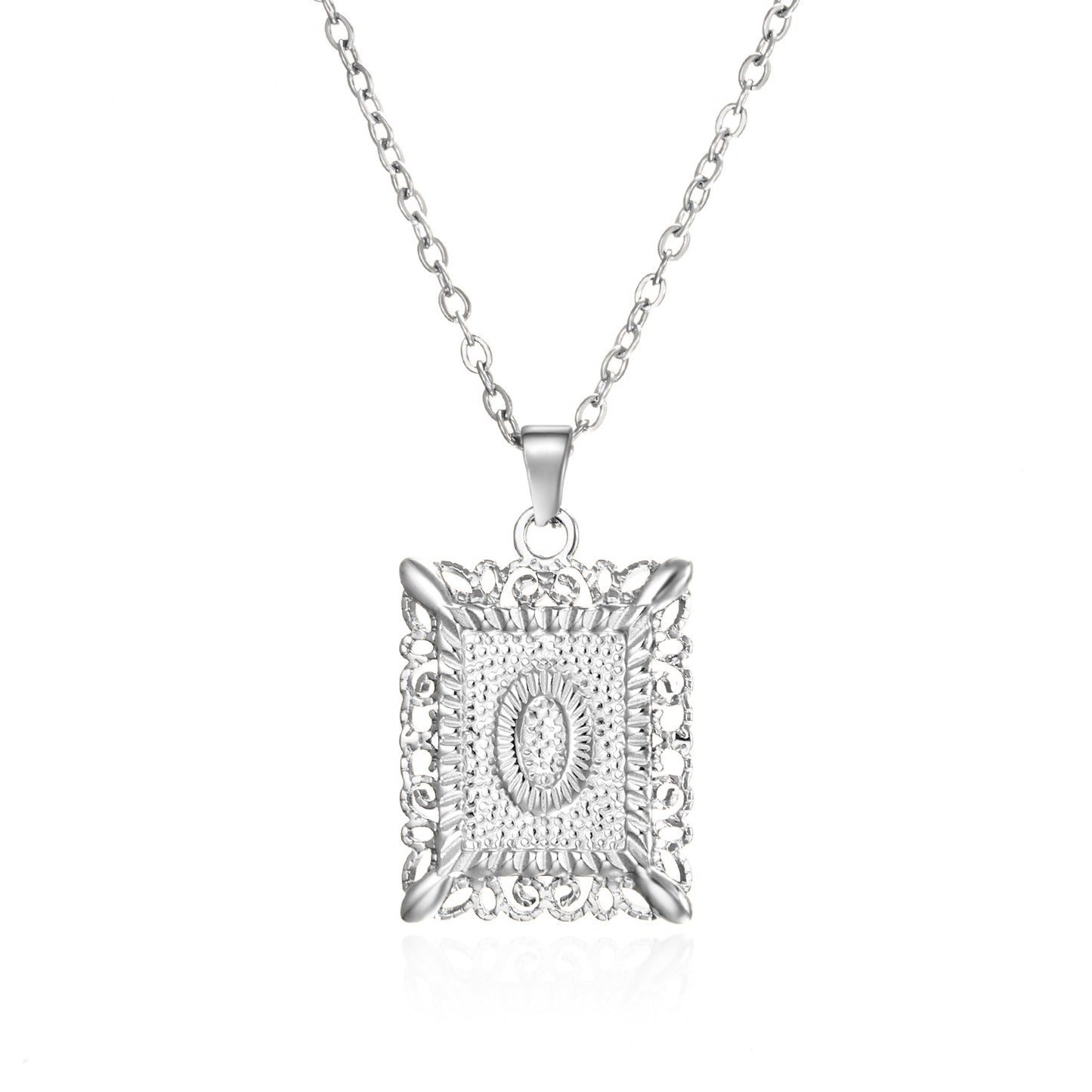 Stainless Steel 26 Letters Titanium Steel Square Pendant - sumet.shop