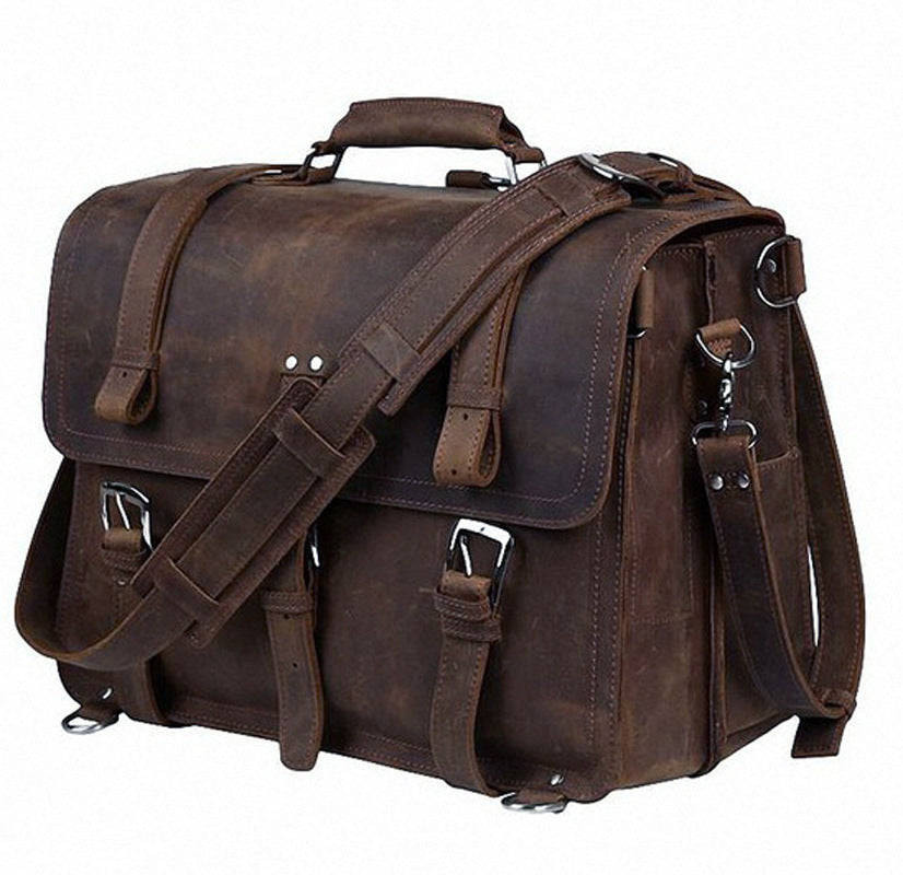 Leather Men's Traveling Bag Retro Crazy Horse Leather Men's Traveling Bag