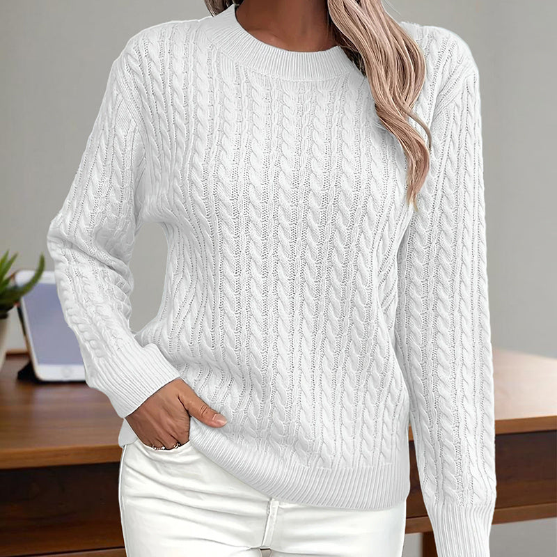 Women's Textured Long Sleeve Sweater Crewneck Pullover Dressy Casual Fall