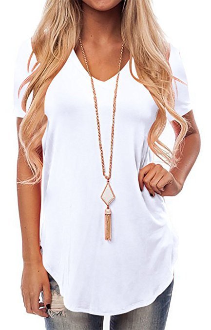 V-Neck Short Sleeve T-Shirt Tuxedo Loose T-Shirt