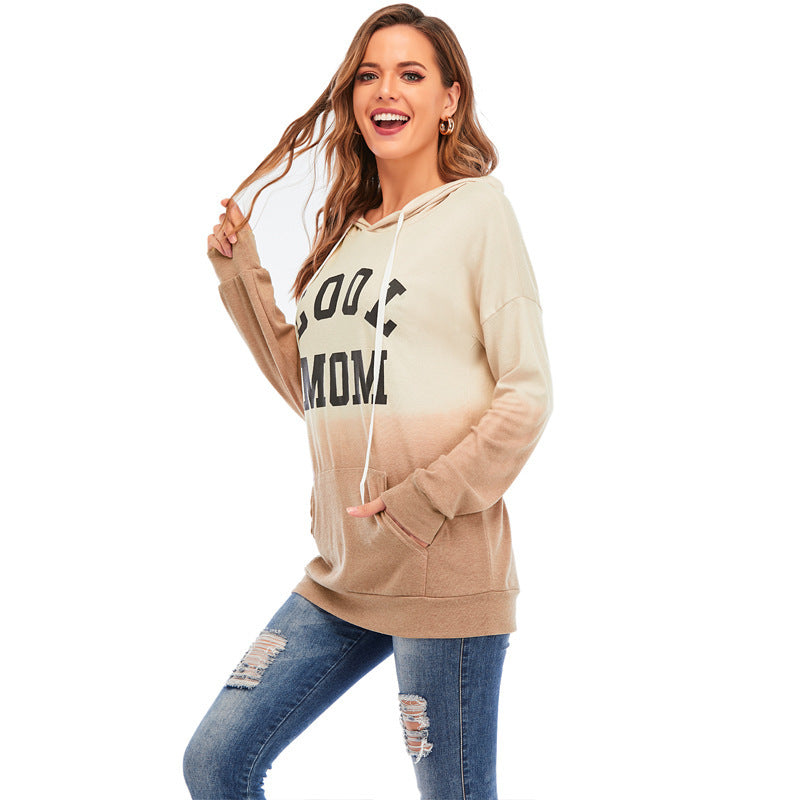 New Women's Tie Dyed Hooded Long Sleeve Kangaroo Pocket Sweater