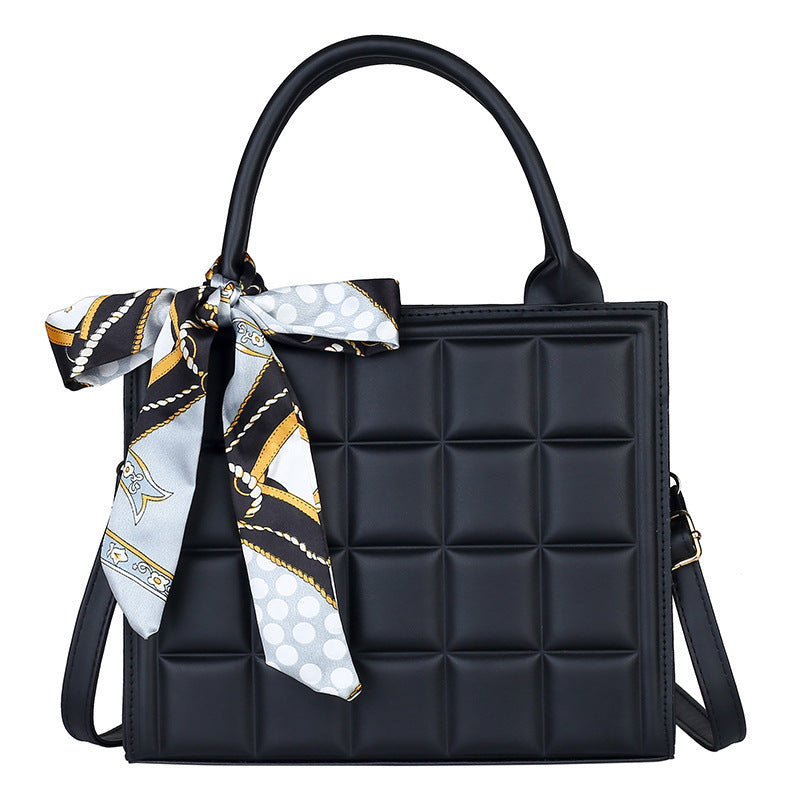 Women's Embossed Silk Scarf Bow Small Square Bag
