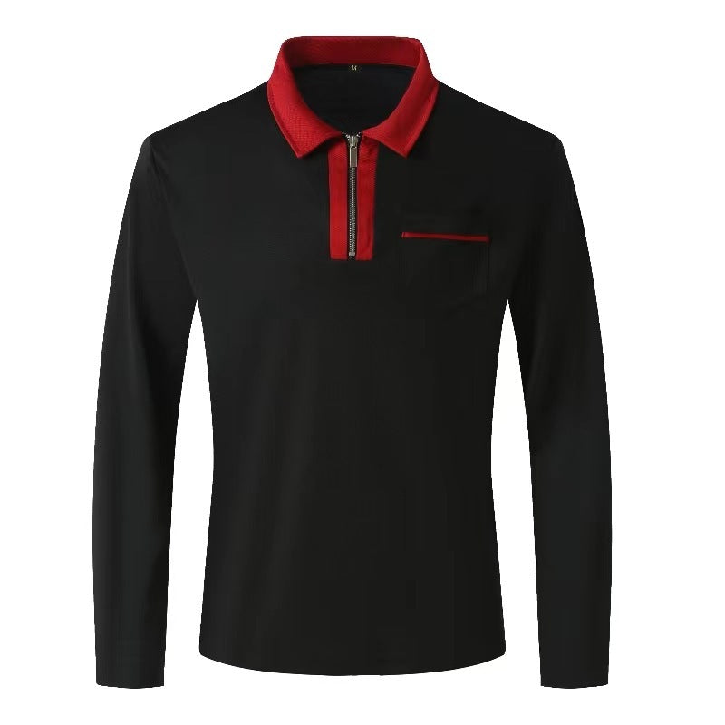 Long Sleeve Lapel Fashion Slim Pocket Long Sleeve T-shirt - sumet.shop