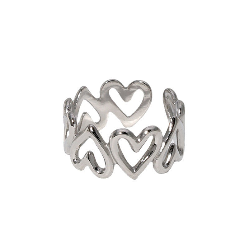 Female Hollow Titanium Steel Adjustable Love Ring Niche