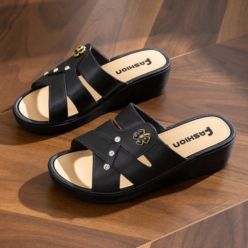 Thick-soled Slippers Outdoor Wear Summer Wedge Fashion Non-slip Home Thick-soled Slippers