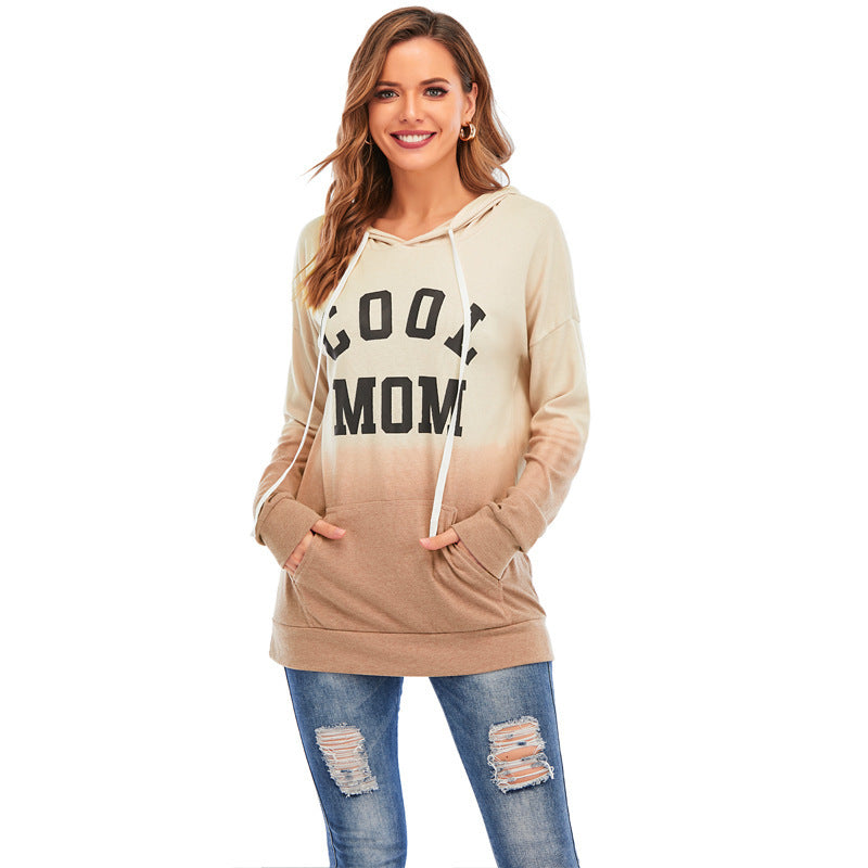 New Women's Tie Dyed Hooded Long Sleeve Kangaroo Pocket Sweater