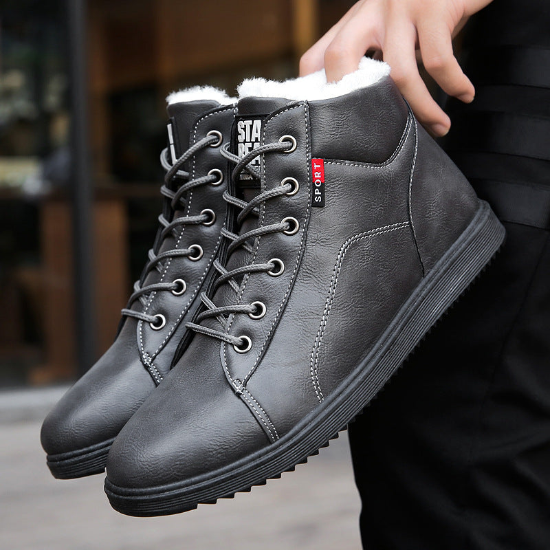 Men's cotton boots plus velvet warm mid-cut shoes men's Martin boots