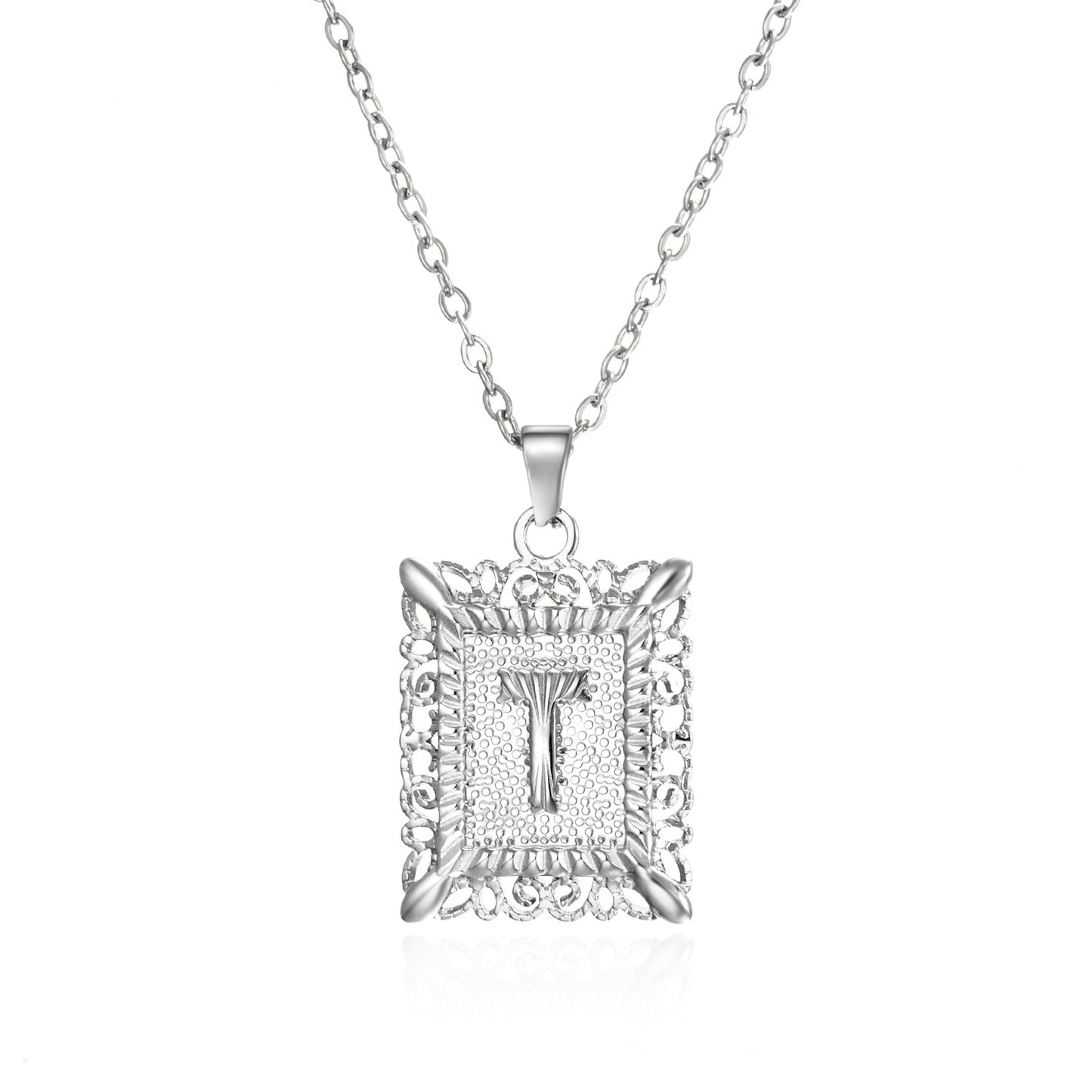 Stainless Steel 26 Letters Titanium Steel Square Pendant - sumet.shop