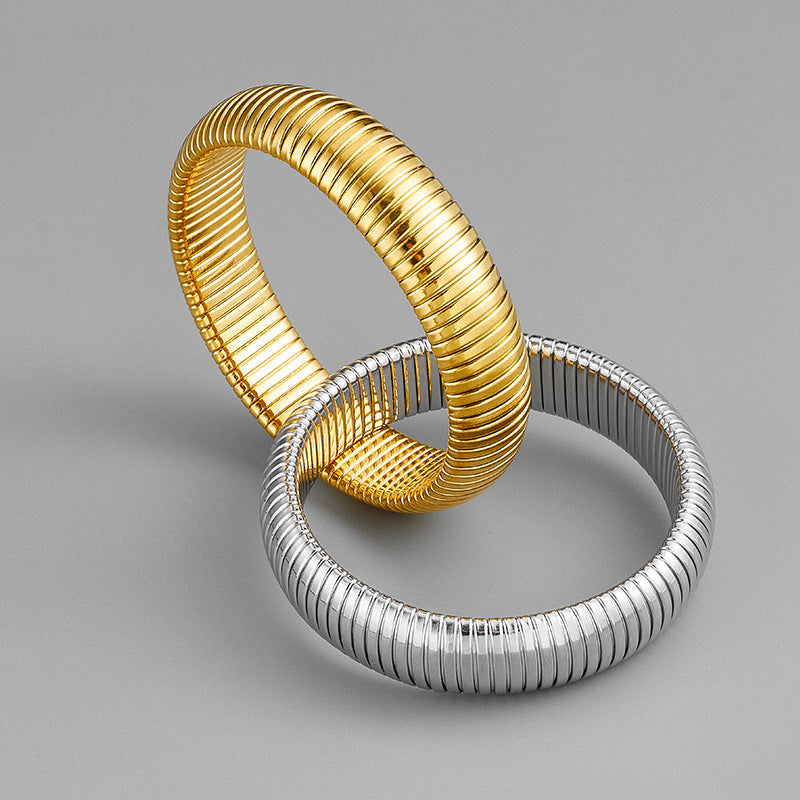 Golden Stainless Steel 18K Bracelet With Double Rings - sumet.shop