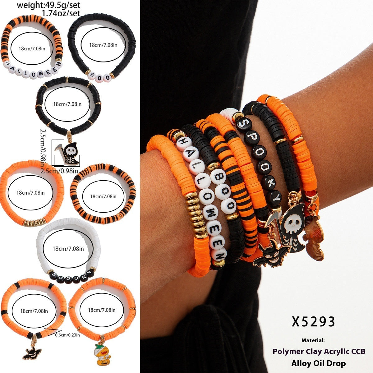 Pumpkin Bracelet Suit European And American Halloween New Skull Pumpkin Bracelet Suit